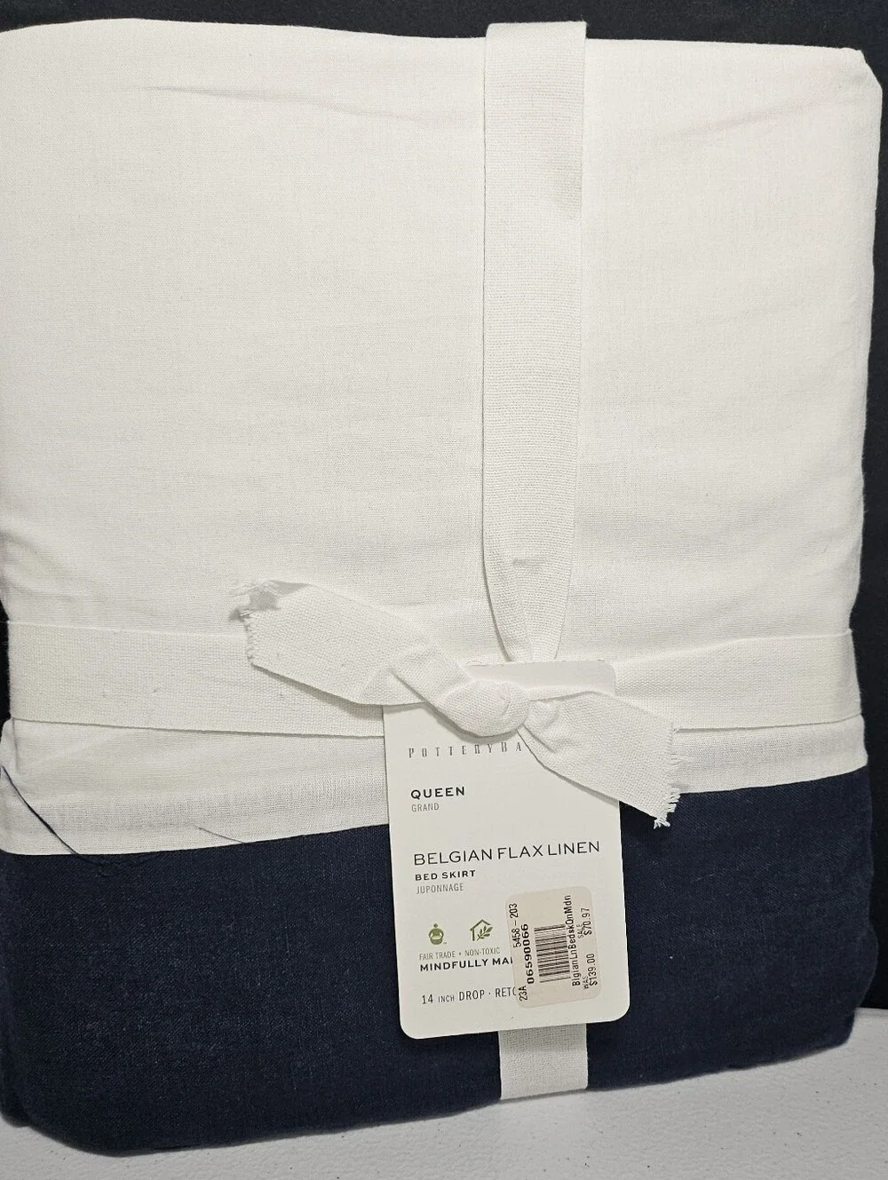 Pottery Barn Belgian Flax Linen QUEEN Bed Skirt 14